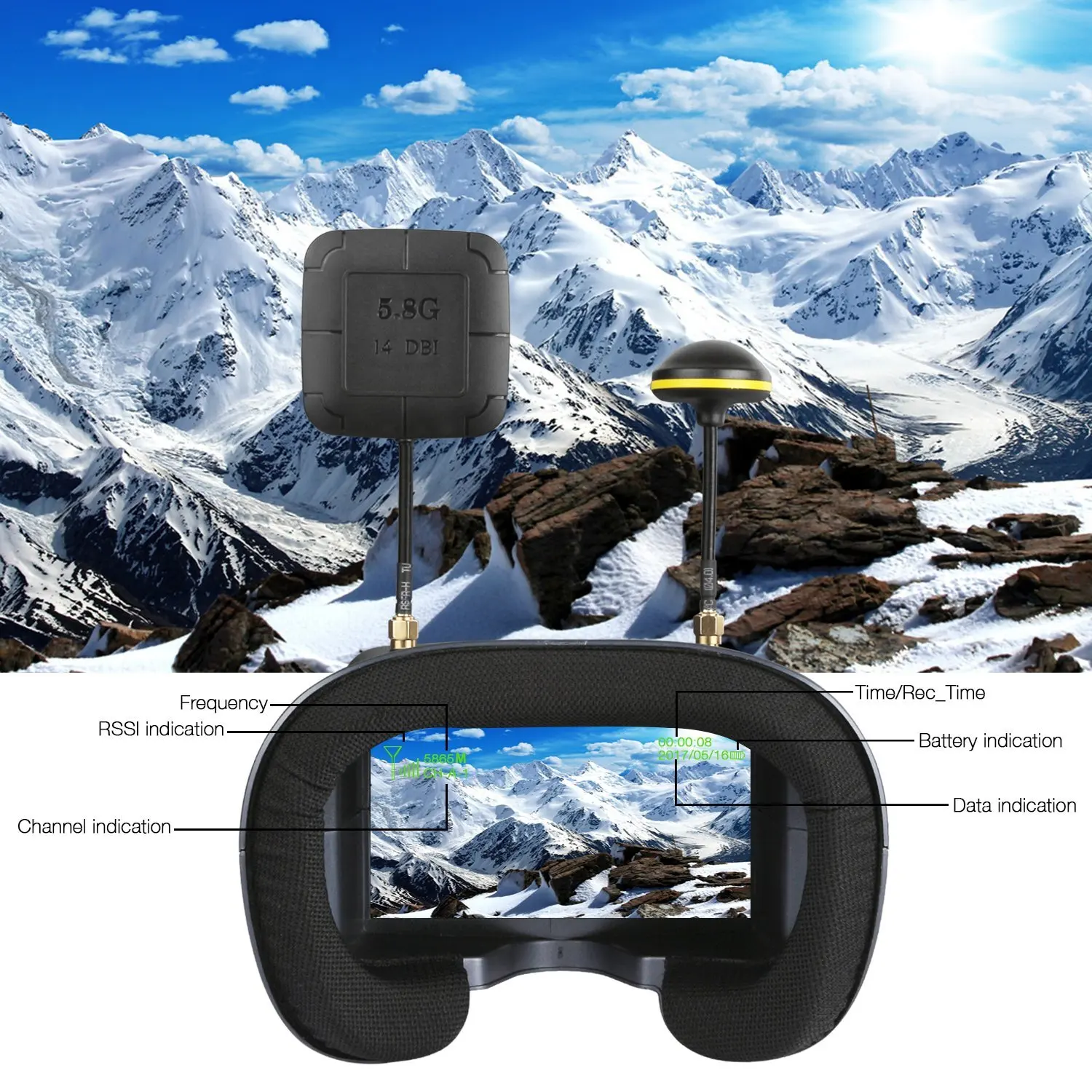 5.8G 40CH 4.3 pollici 800*480  - Fpv Goggles Headset recensione e prezzo